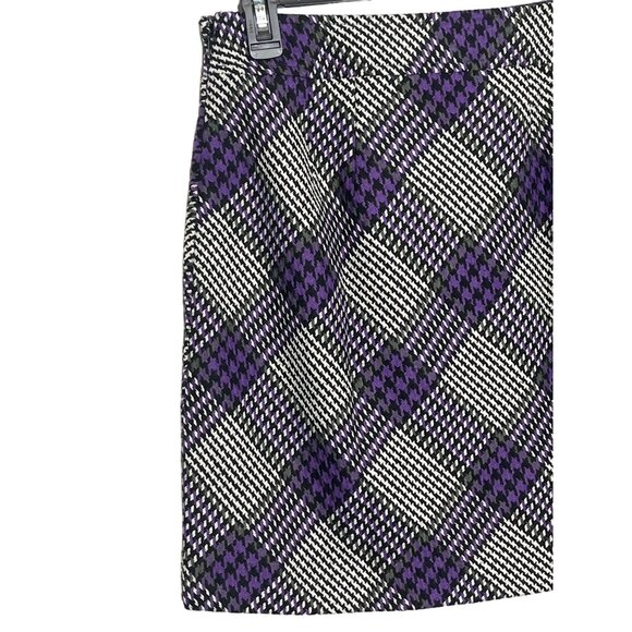 Loft Petite 4P Purple Black Plaid Mini Skirt Tweed Fall Workwear - Picture 9 of 12